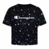 Promo 🔔 Champion Black Boxy Paint Splatter Boxy Crop Tee - 👧 Girls 🌟