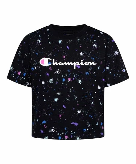 Promo π Champion Black Boxy Paint Splatter Boxy Crop Tee - π§ Girls π 1 Promo π Champion Black Boxy Paint Splatter Boxy Crop Tee - π§ Girls π
