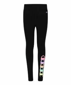 Coupon 🎁 Champion Black Multicolor Overlap Repeat C Leggings - 👧 Girls 🛒