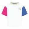 Flash Sale 🎁 Champion White & Warm Blueberry Color Block Stripe Logo Boxy Tee - 👧 Girls 👏