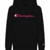 Discount 🥰 Champion Black 'Champion' Script Fleece Hoodie - 👧 Girls 🌟