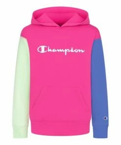 Top 10 🔥 Champion Wow Pink & Warm Blueberry Color Block 'Champion' Hoodie - 👧 Girls ✔️