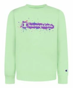 Best Pirce 👍 Champion Mint Champion Paint Splatter Crewneck Sweatshirt - 👧 Girls 😀
