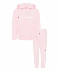 Discount 😀 Champion Light Pink & White Script Logo Hoodie & Joggers - Toddler & 👧 Girls 💯