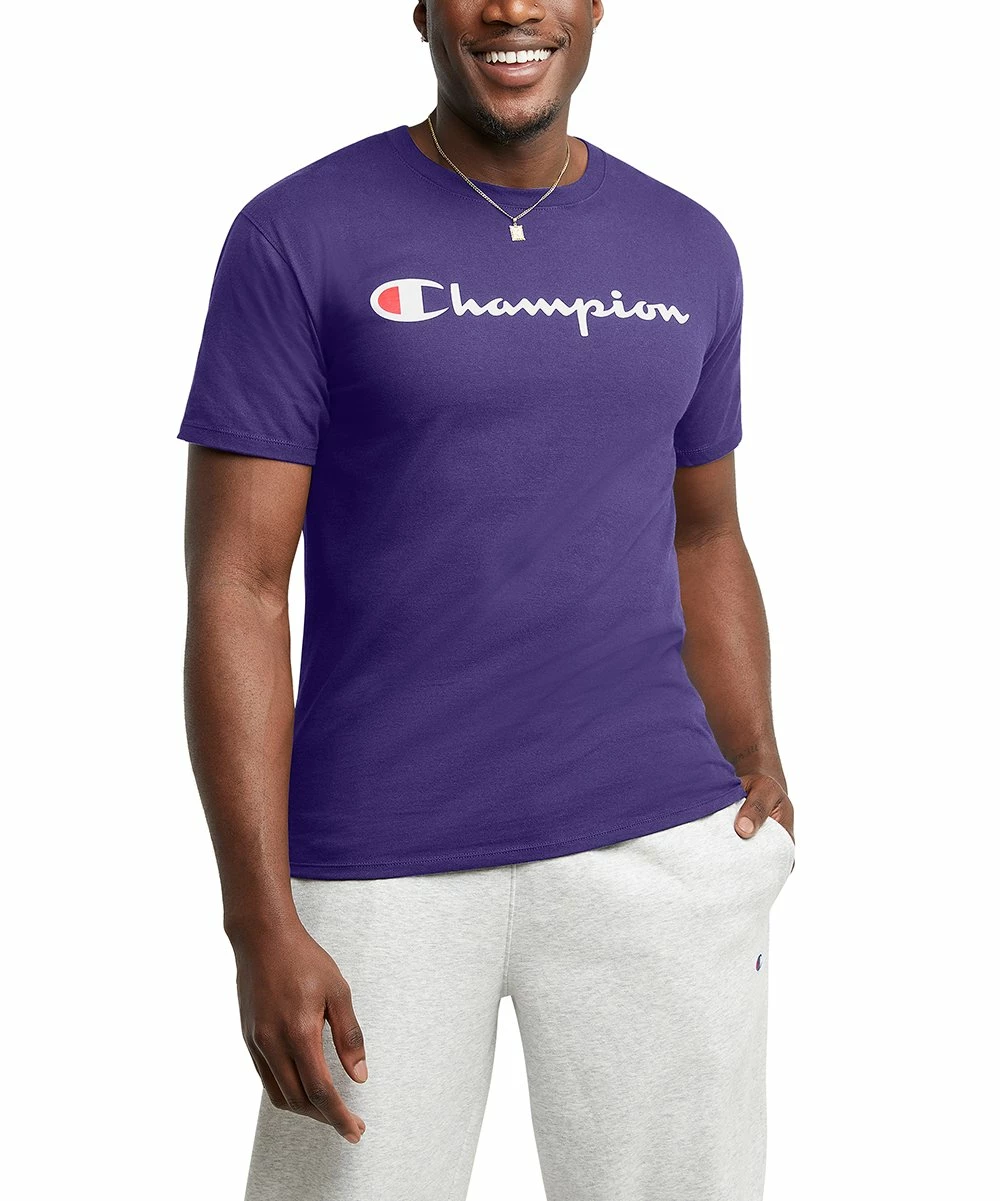 Outlet π₯ Champion Purple Classic Logo Tee - Men π 3 Outlet π₯ Champion Purple Classic Logo Tee - Men π - Image 3