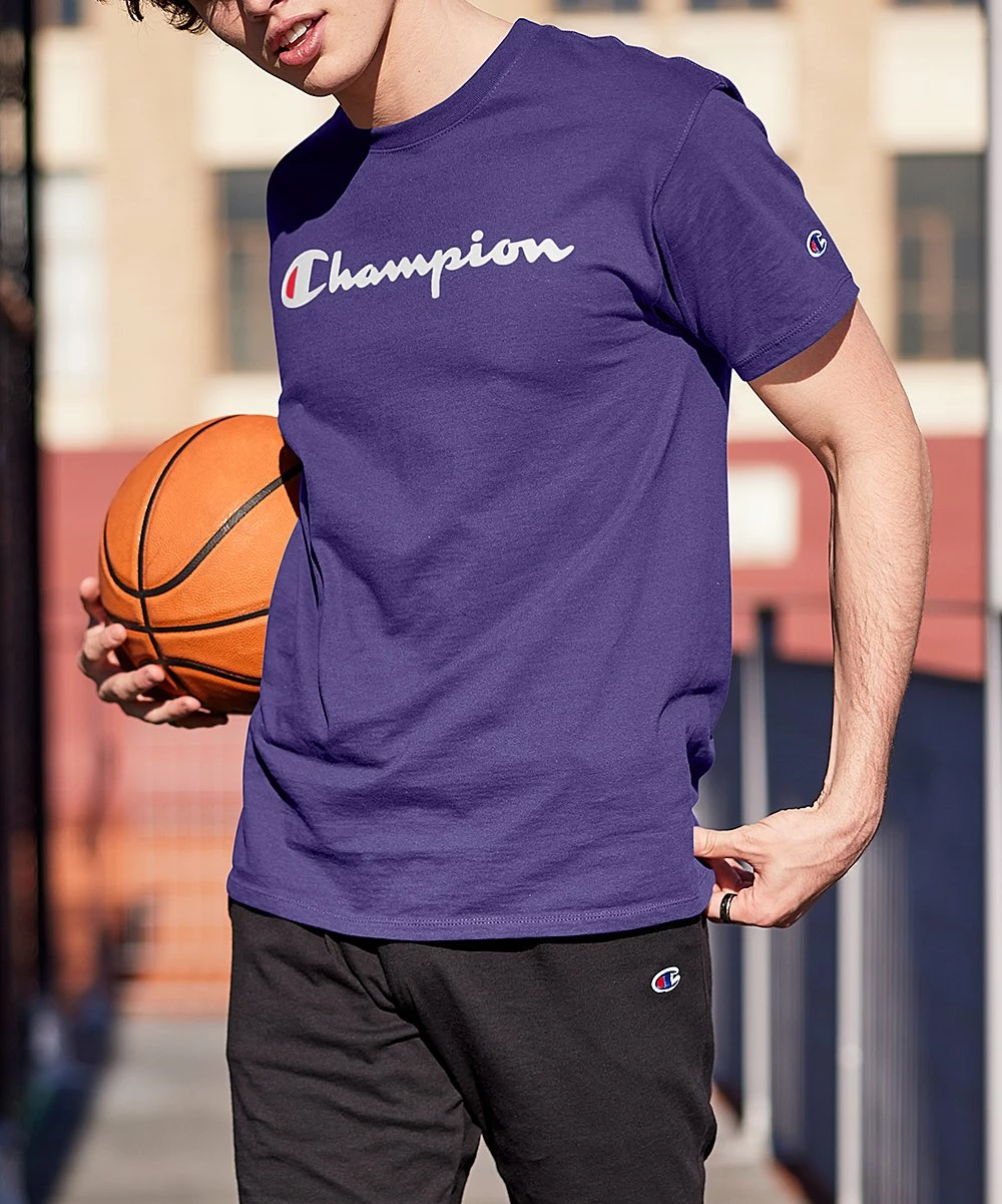 Outlet π₯ Champion Purple Classic Logo Tee - Men π 1 Outlet π₯ Champion Purple Classic Logo Tee - Men π