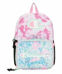New 💯 Champion Blue & Pink Tie-Dye Floral Logo 🎒 Backpack & Lunch Bag ✨ -Champion Sales zu106240850 alt 2 tm1654868554