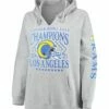 Budget 🌟 Fanatics Los Angeles Rams Super Bowl LVI Champions Retro V-Neck Hoodie - Plus 👍
