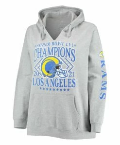Budget 🌟 Fanatics Los Angeles Rams Super Bowl LVI Champions Retro V-Neck Hoodie - Plus 👍