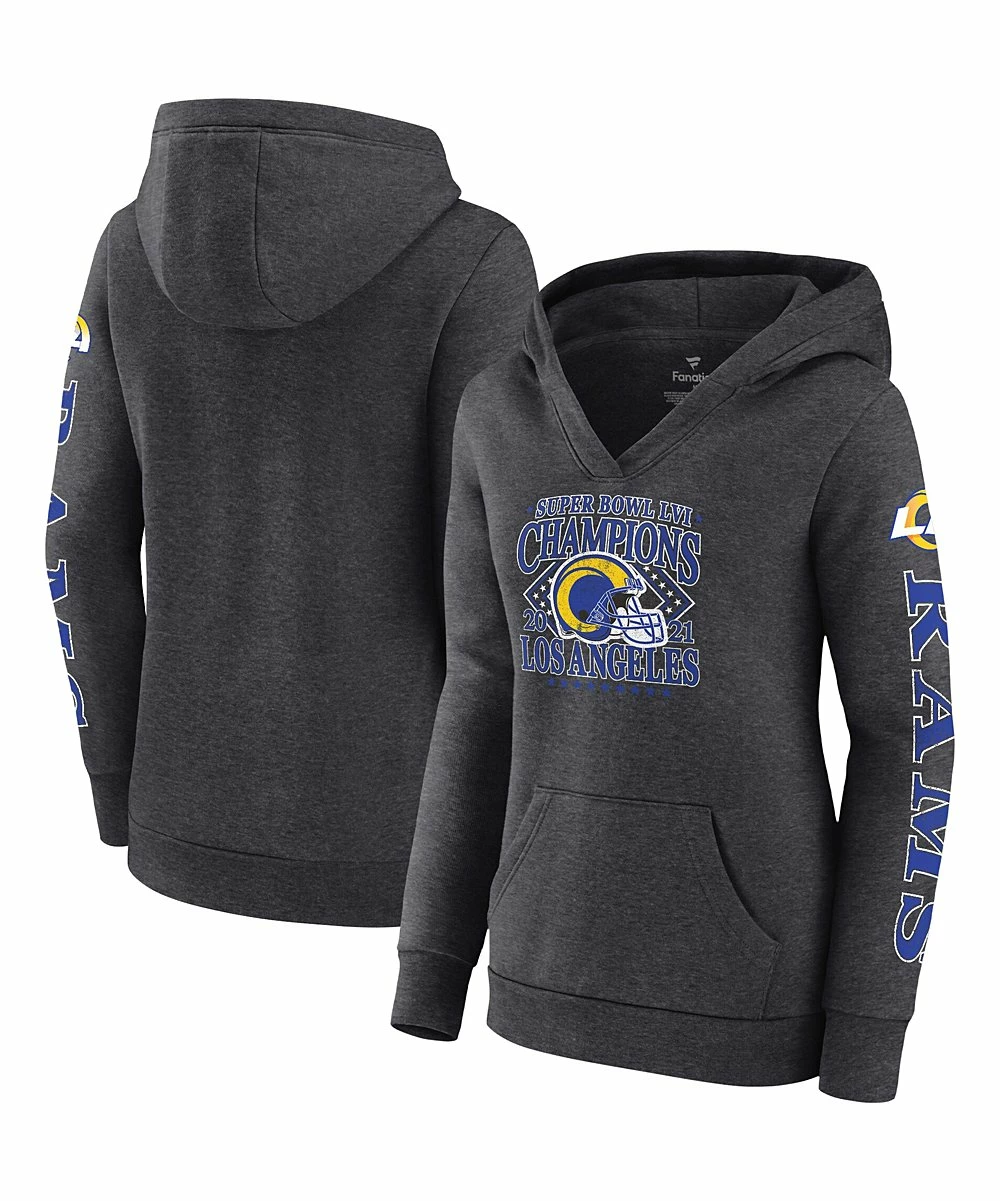 Hot Sale π― Fanatics Los Angeles Rams Super Bowl LVI Champions Retro Pullover Hoodie - π© Women π 2 Hot Sale π― Fanatics Los Angeles Rams Super Bowl LVI Champions Retro Pullover Hoodie - π© Women π - Image 2