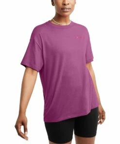Buy 💯 Champion Wow Pink & Creative Mauve Tri-Blend Oversized Graphic Tee - 👩 Women 💯