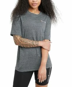 New 🌟 Champion Gun Smoke Tri-Blend Oversized Graphic Tee - 👩 Women 🧨