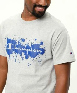 Buy 🔔 Champion Oxford Gray Paint Splash Classic Logo Tee - Men 🤩 -Champion Sales zu108150180 alt 2 tm1668468218