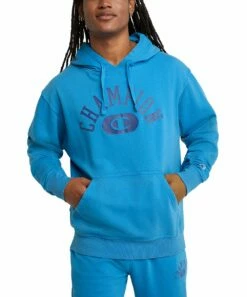 Outlet 🤩 Champion Blue Jay Solar Wash Logo Varsity Hoodie - Men 🎉