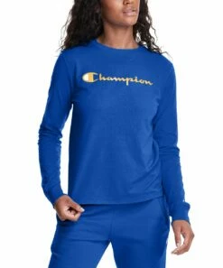 Cheapest 😍 Champion Deep Dazzling Blue The Classic Long Sleeve Tee - 👩 Women 😍