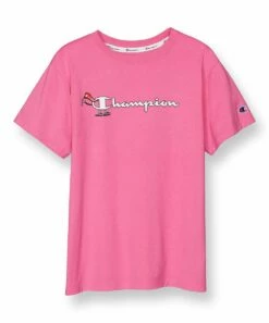 Best reviews of 🥰 Champion Wow Pink Logo Character Classic Graphic Tee - 👩 Women 🔥