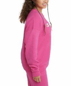 Cheap 😍 Champion Wow Pink Powerblend Relaxed Crewneck Pullover - 👩 Women 😀 -Champion Sales zu108154669 alt 3 tm1667917447