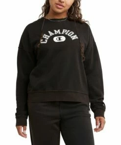 Best reviews of 🥰 Champion Black Powerblend Vintage Wash Crewneck Sweatshirt - 👩 Women 🥰