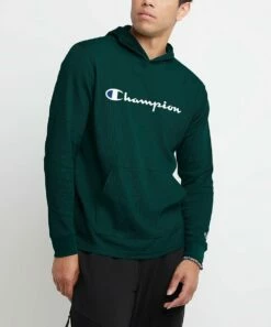 Best reviews of 👏 Champion Forest Peak Green Logo Waffle Hoodie - Men 💯