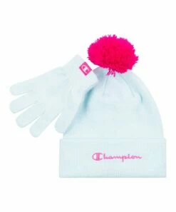 Coupon 💯 Champion Light Blue & Pastel Fizzy Pom-Pom Beanie & Gloves 🤩