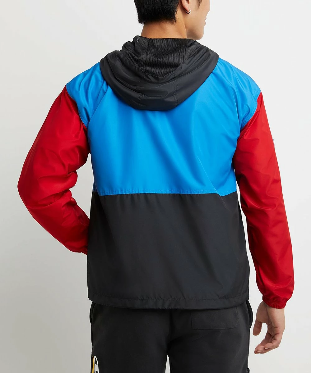 Top 10 β€οΈ Champion Blue Jay & Ripe Red Color Block Hooded Windbreaker - Men π 3 Top 10 β€οΈ Champion Blue Jay & Ripe Red Color Block Hooded Windbreaker - Men π - Image 3