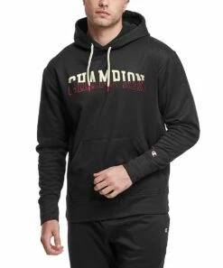 Cheap 🔥 Champion Black & Red Game Day Logo Fleece Hoodie - Men ✔️