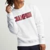 Best reviews of 🛒 Champion White & New Ripe Red Powerblend® Logo Crewneck Sweatshirt - Men 🧨