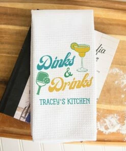 Outlet 😍 Hypolita White 'Dinks & Drinks' Personalized Name Kitchen Towel 🥰