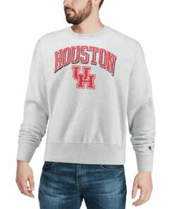 Discount 🌟 Champion Houston Cougars Arch Over Logo Sweatshirt - Men 🔔 -Champion Sales zu111512350 alt 3 tm1672948507