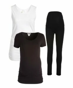 Discount β Times 2 White Ruched-Side Maternity Tank Set - Plus Too π―