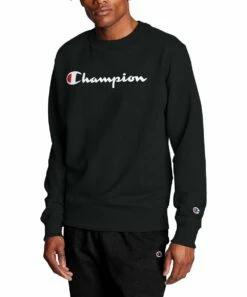 Best Pirce 😉 Champion Black Logo Fleece Powerblend Sweatshirt - Men ⌛