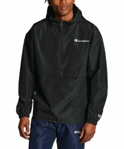Cheapest ✨ Champion Black Packable Jacket - Men 😉
