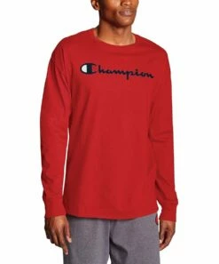 Cheap 😀 Champion Scarlet Classic Long-Sleeve Tee - Men 💯