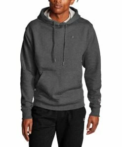 Cheapest 💯 Champion Granite Heather Kangaroo-Pocket Powerblend Fleece Hoodie - Men 😀