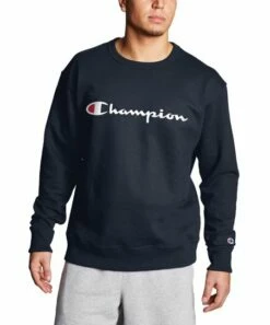 Buy 😀 Champion Navy Logo Fleece Powerblend Sweatshirt - Men ✔️