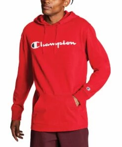 Cheap ❤️ Champion Scarlet Kangaroo-Pocket Middleweight Jersey Hoodie - Men 💯