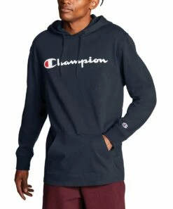 Deals 👍 Champion Navy Kangaroo-Pocket Middleweight Jersey Hoodie - Men ⭐