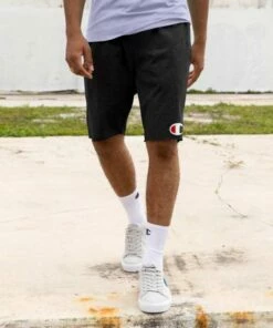 Top 10 🎉 Champion Black 10'' Logo Drawstring Pocket Powerblend Athletic Shorts - Men 😉