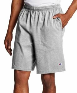 Budget 🧨 Champion Oxford Gray 9'' Drawstring Pocket Jersey Athletic Shorts - Men ❤️