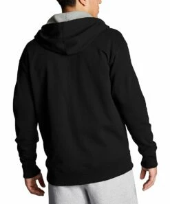 Flash Sale 😍 Champion Black Pocket Full-Zip Powerblend Hoodie - Men 🤩 -Champion Sales zu91137140 alt 2 tm1629295425