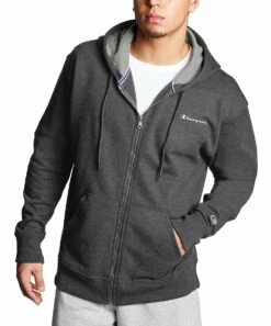 Top 10 🛒 Champion Granite Heather Pocket Full-Zip Powerblend Hoodie - Men 🥰