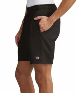 Promo 🧨 Champion Black 7'' Drawstring Pocket Powerblend Athletic Shorts - Men 🧨