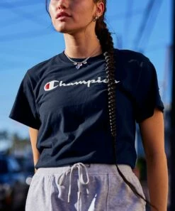 Deals ⌛ Champion Athletic Navy Classic Tee - 👩 Women ✔️