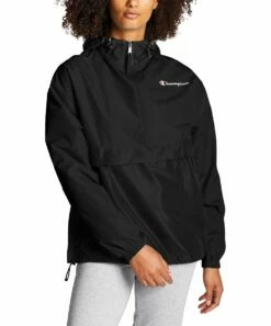 Top 10 💯 Champion Black Self-Packable Zip-Up Hooded Windbreaker - 👩 Women 🛒