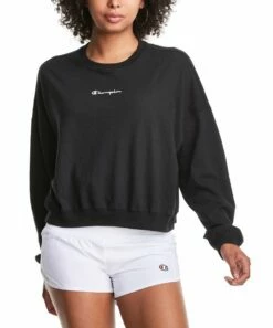 Best reviews of β€οΈ Champion Black Midweight Jersey Oversize Sweatshirt - π© Women π