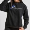 Coupon 😀 Champion Black Logo Powerblend Relaxed Crewneck Sweatshirt - 👩 Women 🛒