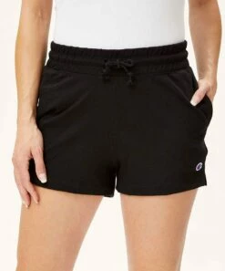 Best Sale 😉 Champion Black Drawstring Midweight Short - 👩 Women 🌟