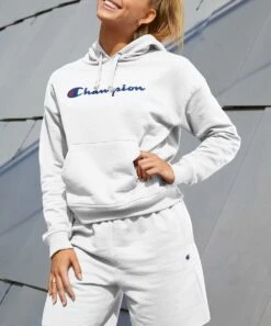 Hot Sale 😉 Champion White Powerblend Relaxed Hoodie - 👩 Women 😍