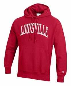 Coupon ❤️ Champion Louisville Cardinals Team Arch Reverse Weave Hoodie - Men 🛒