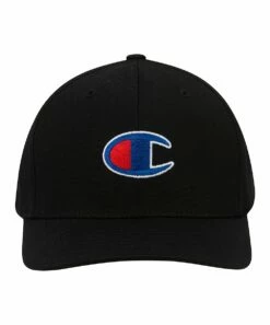 Outlet ✨ Champion Black & White Logo Icon Flexfit ⚾ Baseball Cap 🛒 -Champion Sales zu97986474 alt 2 tm1627065471